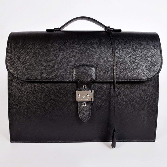 H668 Hermes Sac Depeche 38 centimetri Cartella Clemence nero